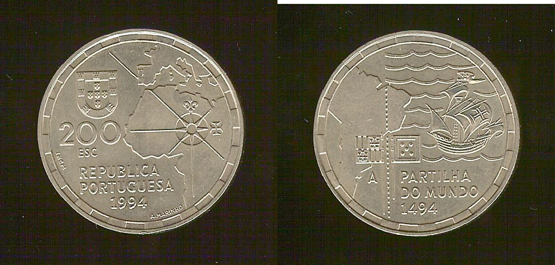 PORTUGAL 200 Escudos  Monde en 1494 1994 SPL